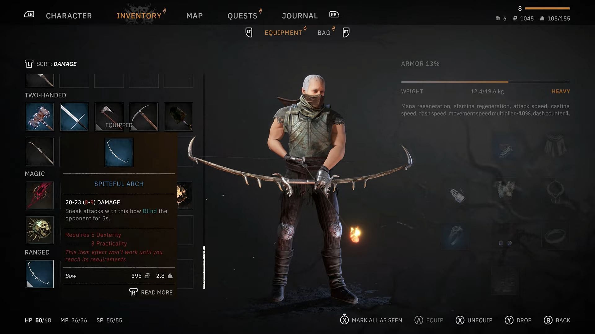 The Spiteful Arch bow in Tainted Grail: The Fall of Avalon (Image via Awaken Realms || YouTube/@DefectiveGaming)